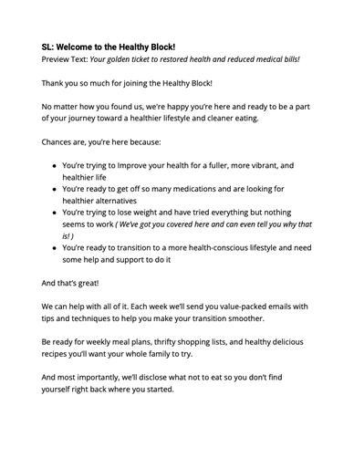 Sample Welcome Email